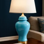 Ceramic Aqua Gloss Table Lamp (Pair)